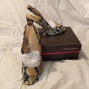 Vince Camuto Snakeskin Sling Pumps.  New